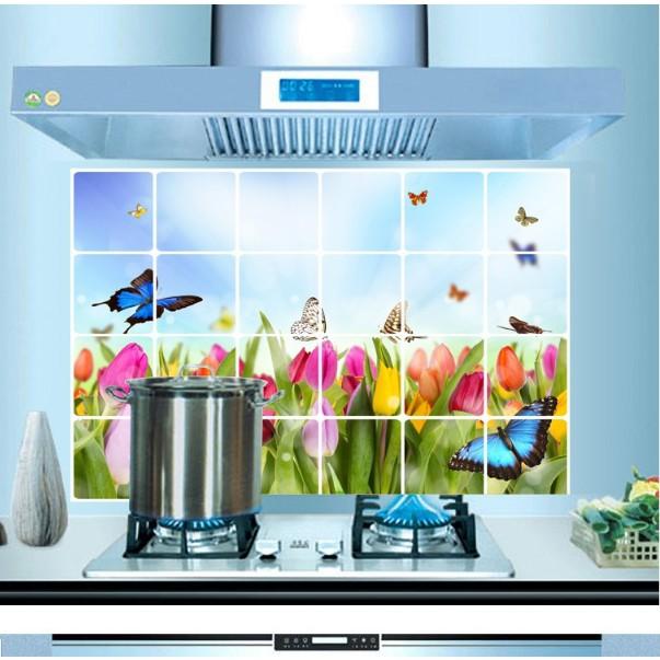 Decal dán bếp tráng nhôm cách nhiệt size lớn - Hoa Bướm