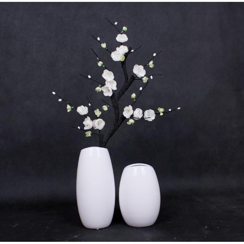 Cành đào giả nhựa màu trắng trang trí Tết đẹp 60cm mã AZHOA0031