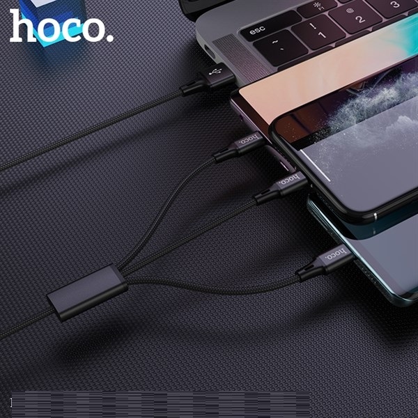 Cáp Hoco DU10 Plus sạc nhanh 3.0A và truyền dữ liệu cao 3in1 dài 1m - Hàng chính hãng
