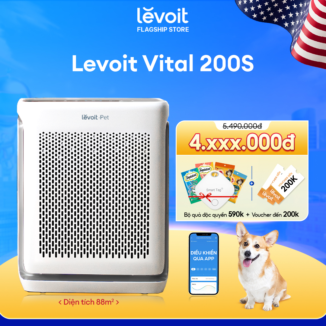 Máy Lọc Không Khí Levoit Vital 200S 88m2 | Khử Mùi Diệt Khuẩn | Hút Lông Thú Cưng Cực Mạnh | Hàng Chính Hãng