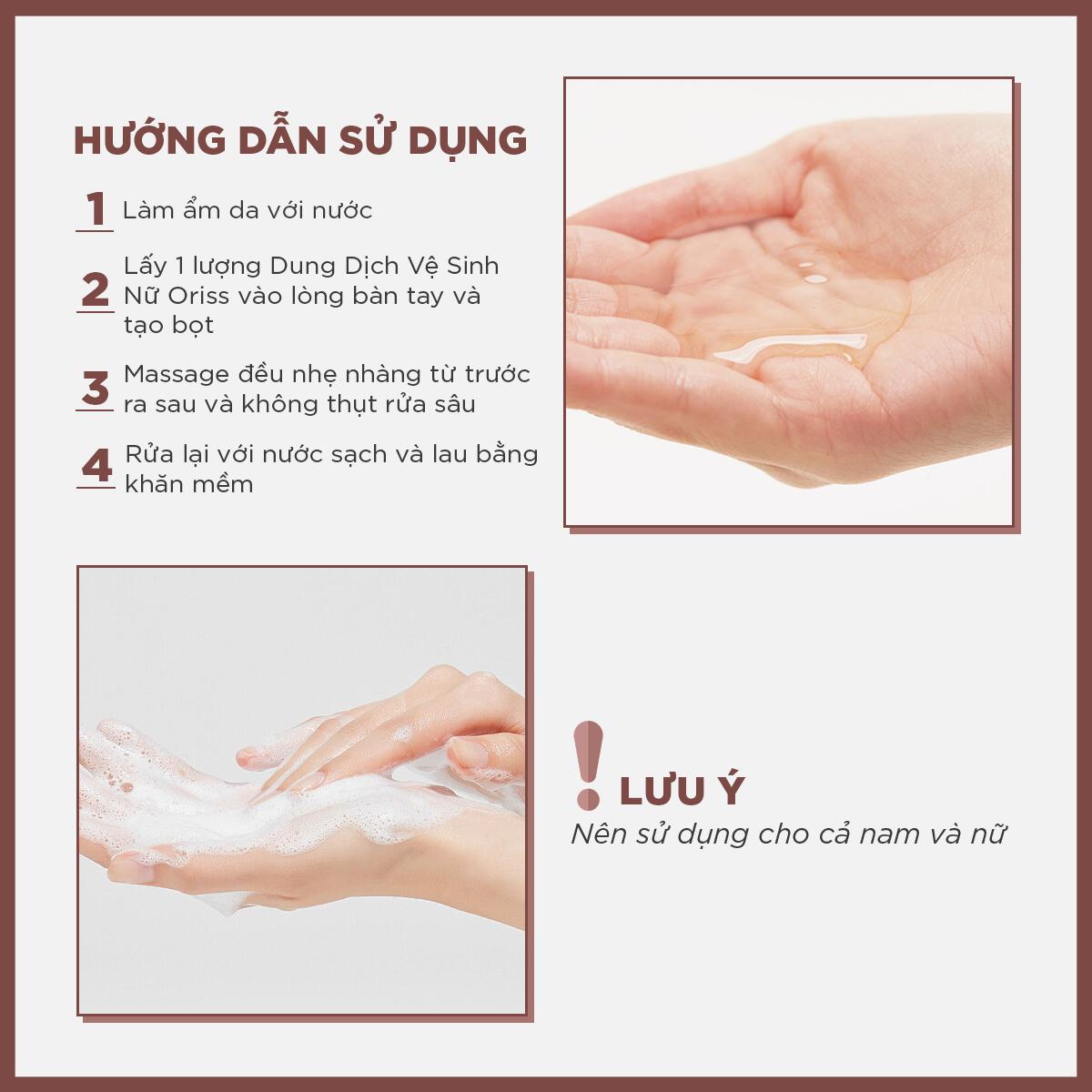 Dung dịch vệ sinh phụ nữ Oriss chiết xuất trầu không kháng khuẩn khử mùi làm sạch dịu nhẹ 150ml