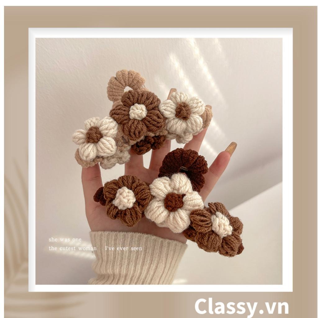 Băng đô cài tóc Classy kẹp càng cua bọc vải len sang trọng PK1625