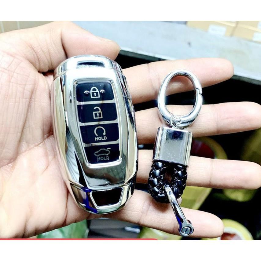 Ốp Chìa Khóa Silicon Tráng Gương Cho Xe Accent, Santafe, Kona - kèm móc