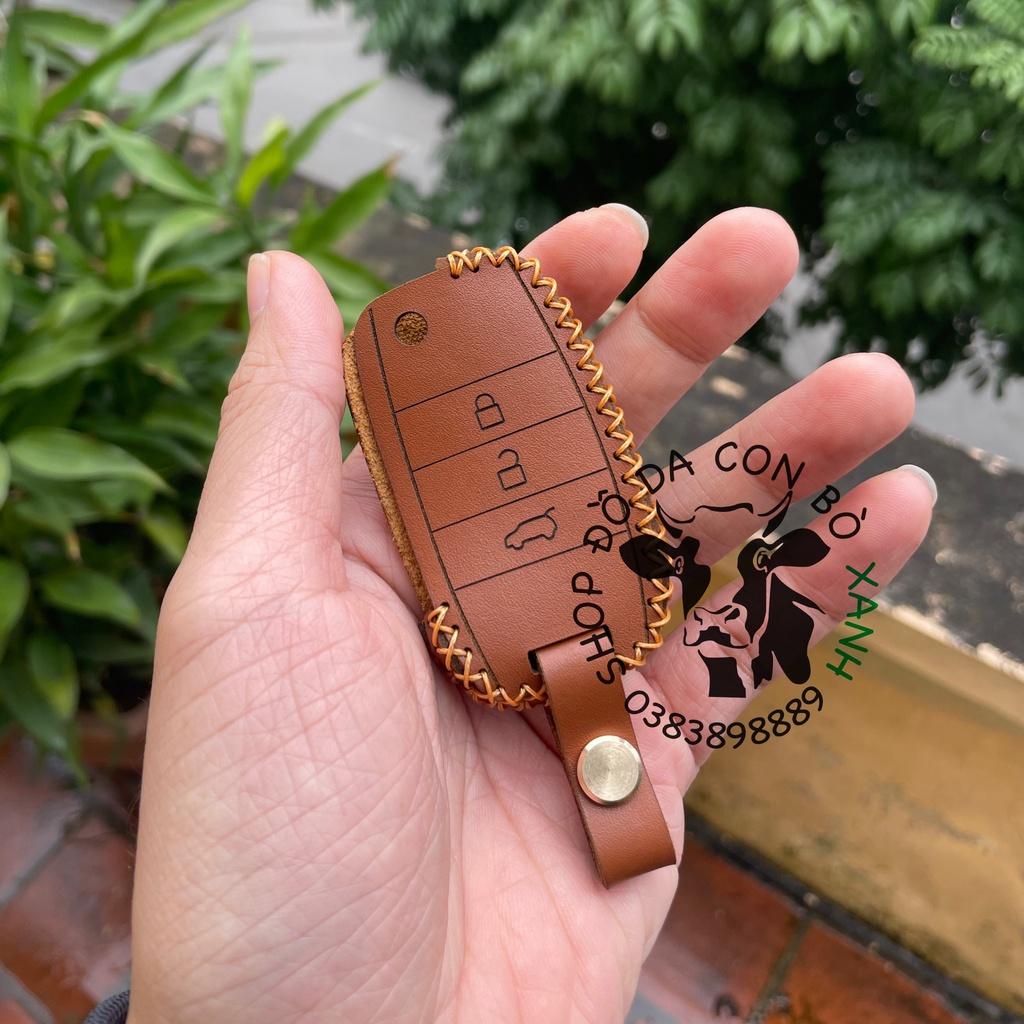 Bao da dành cho chìa khóa Kia Sonet bản Deluxe LOGO mới Handmade da thật 005B