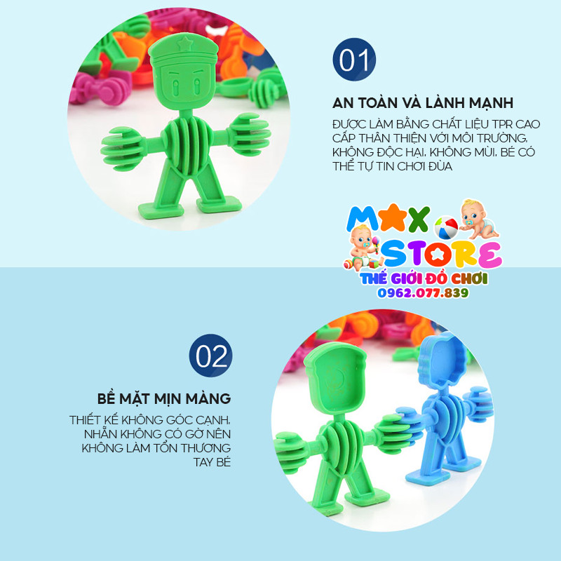 Túi Lắp Ghép Hình Người, Mặt Gấu, Siêu Nhân Cho Bé Phát Triển Trí Thông Minh