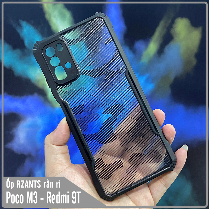 Ốp lưng cho Xiaomi Redmi 9T lưng rằn ri trong, viền tpu dẻo đen - hàng nhập khẩu