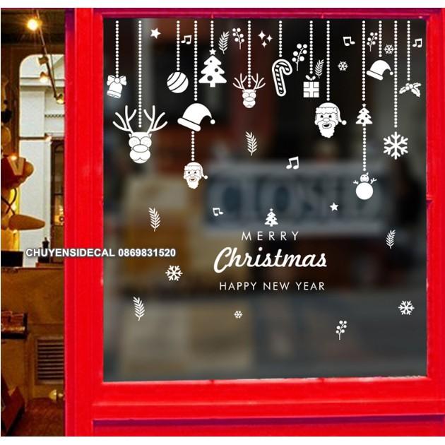 Decal trang trí tường Noel - Rèm dây Phụ Kiện kèm chữ 02