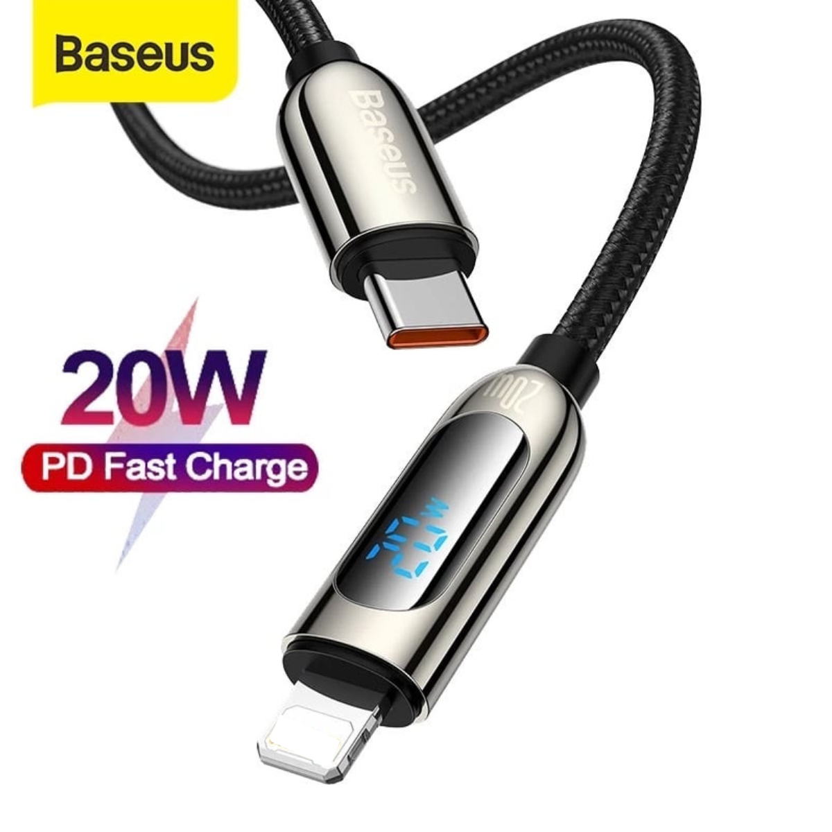 Cáp sạc nhanh tích hợp màn hình LED Baseus Display Fast Charging Data Cable Type-C to IP 20W CATLSK- Hàng chính hãng