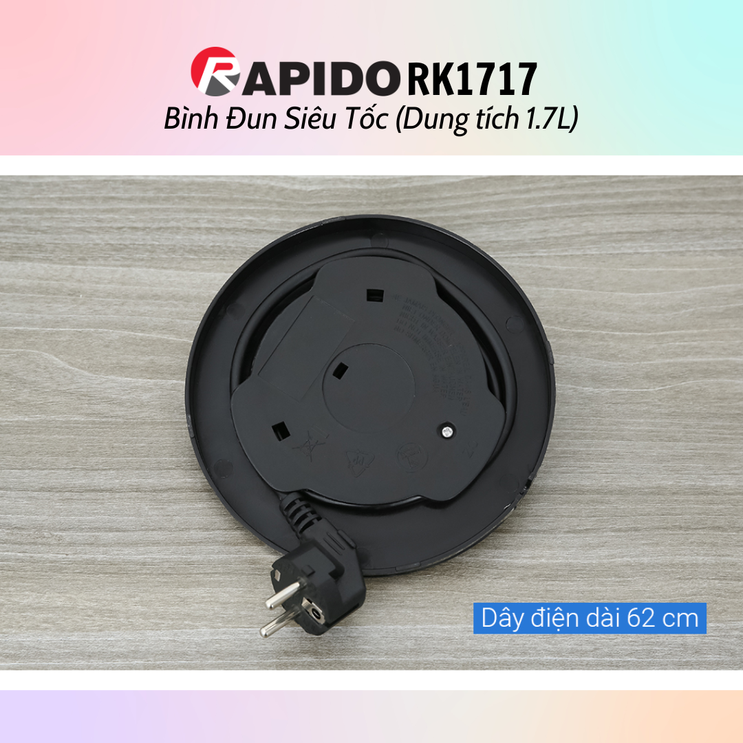 Bình đun siêu tốc thủy tinh Rapido RK1818 (1.8L) - Bình đun siêu tốc RK1717 (1.7L) - Hàng chính hãng