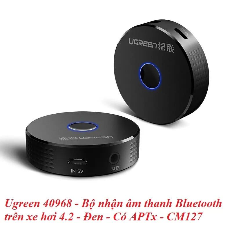 Ugreen UG40968CM127TK BT 4.2 màu Đen Bộ nhận âm thanh Bluetooth trên xe hơi hỗ trợ APTX - HÀNG CHÍNH HÃNG