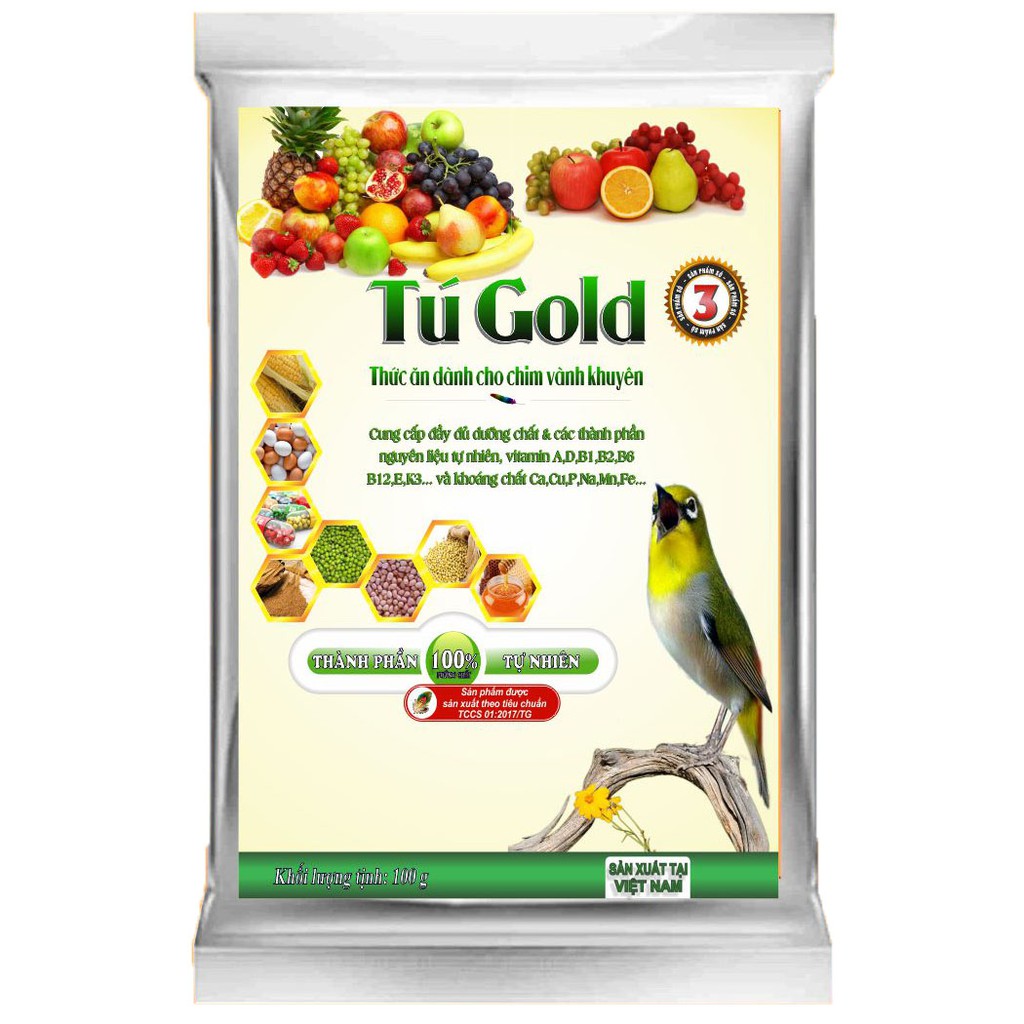 Combo 5 cám chim vành khuyên Tú Gold số 3 - Gói 100gram