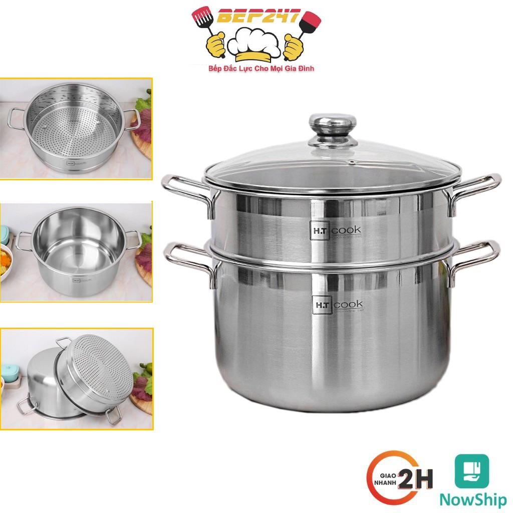 Bộ Nồi Xửng Hấp 2 Tầng 28cm Cao Cấp , Chất Liệu INOX 430, Dày Dặn , An Toàn