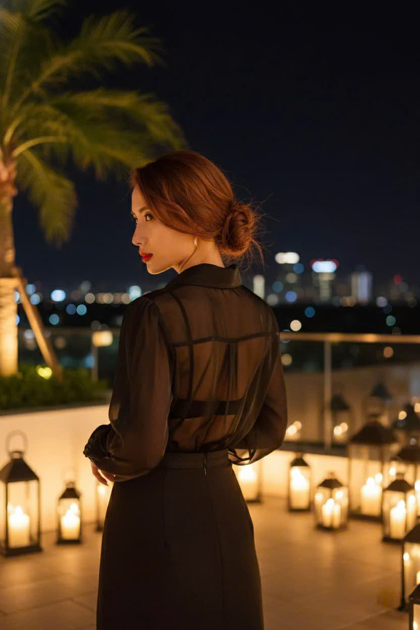 Áo Sơ Mi Tay Dài Xuyên Thấu Organza Huyền Sương Top152