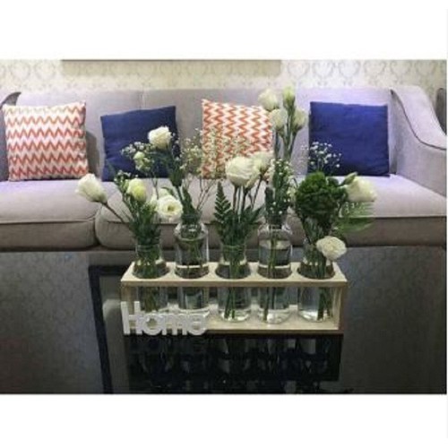 Set 5 lọ cắm hoa trang trí nhà cửa tặng kèm kệ gỗ Home