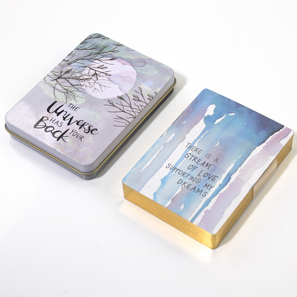 Bộ Bài Universe Has Your Back Oracle Hộp Thiếc Mạ Cạnh Vàng 52 Lá