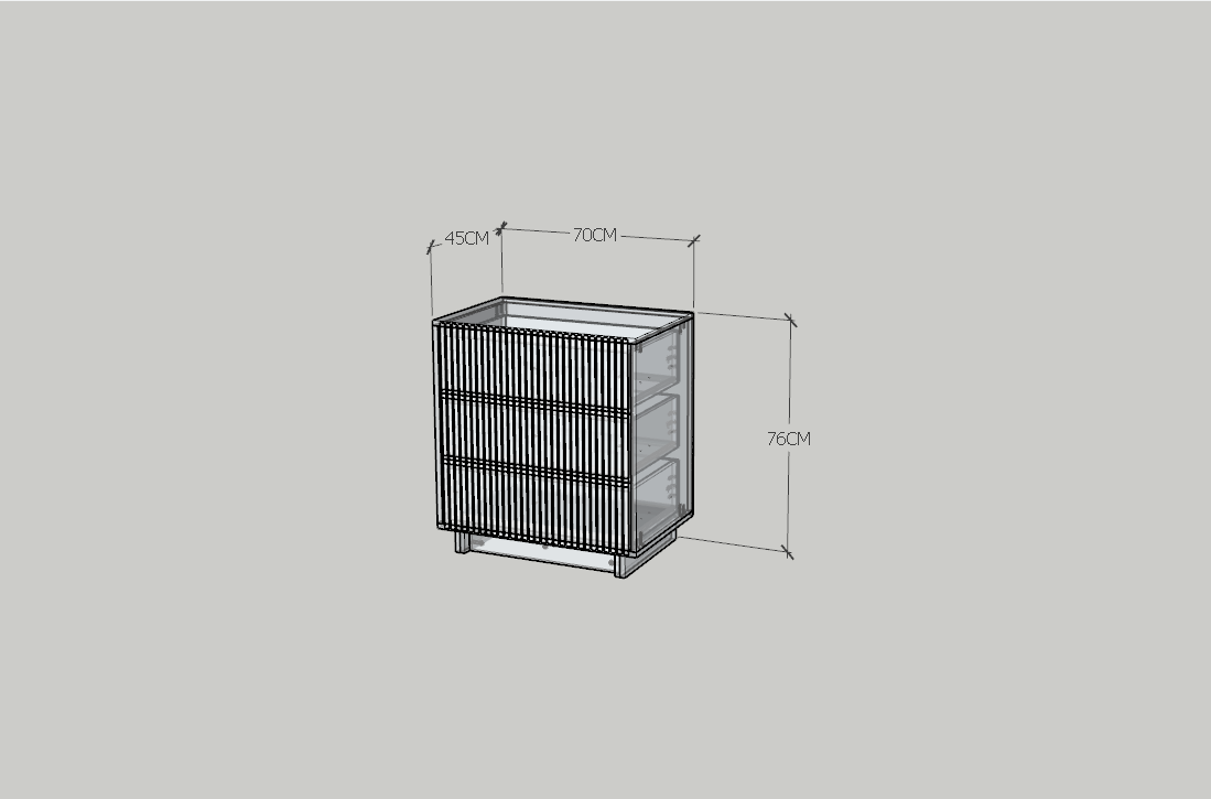 Hình ảnh HAPPY FURNITURE , Tủ lưu trữ 3 ngăn kéo - NAMI, THK_239 , 70cm x 45cm x 76cm DxRxC