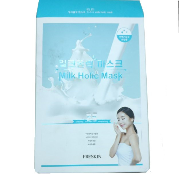 Hộp 10 Mặt Nạ Tinh Chất Sữa, Collagen Dưỡng Trắng và Cấp Ẩm - FRESKIN Milk Holic Mask