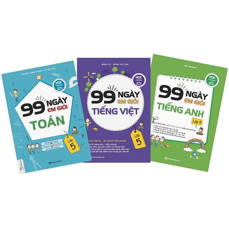 Combo 99 Ngày Em Giỏi Toán - Tiếng Việt - Tiếng Anh Lớp 5