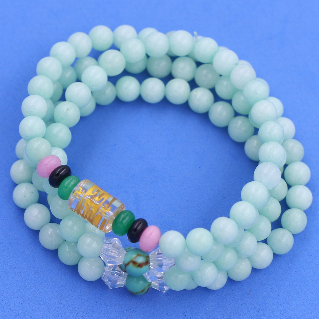 Vòng chuỗi 108 hạt đá ngọc bích charm lục tự chân ngôn - hạt 8 ly , vòng chuỗi niệm Phật, vòng chuỗi đeo tay