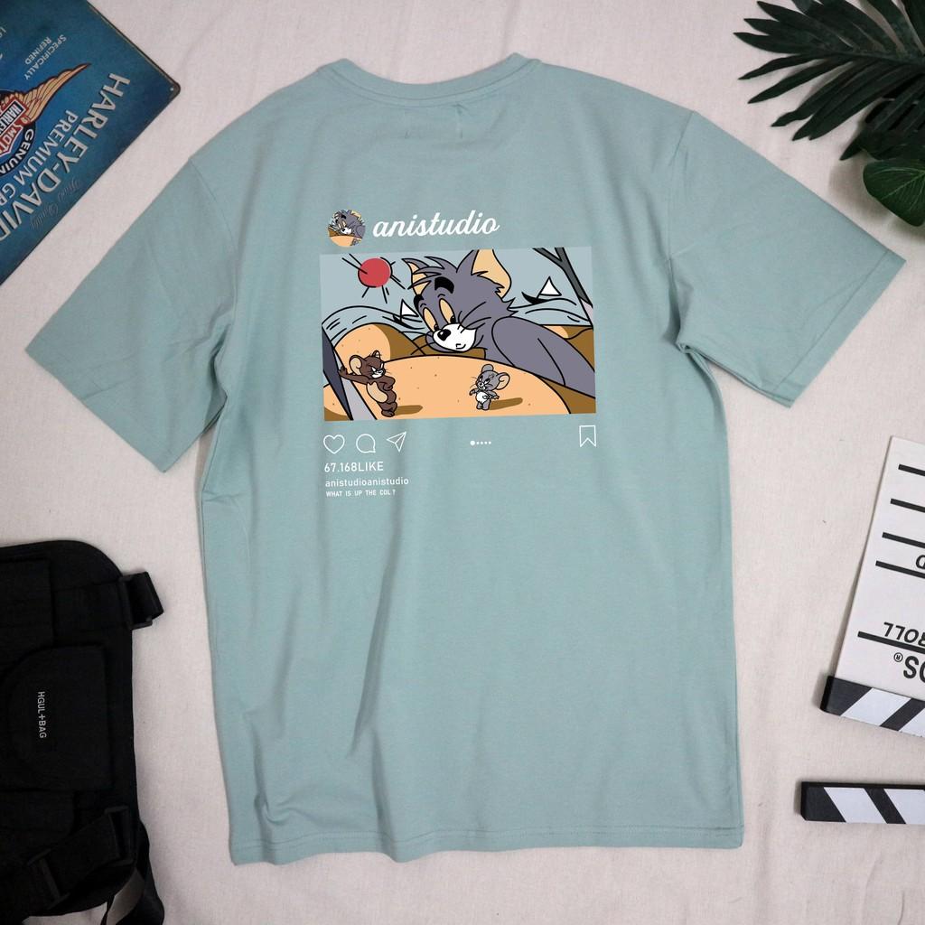 Áo Thun Unisex Tay Lỡ Form Rộng - Mèo Chuột