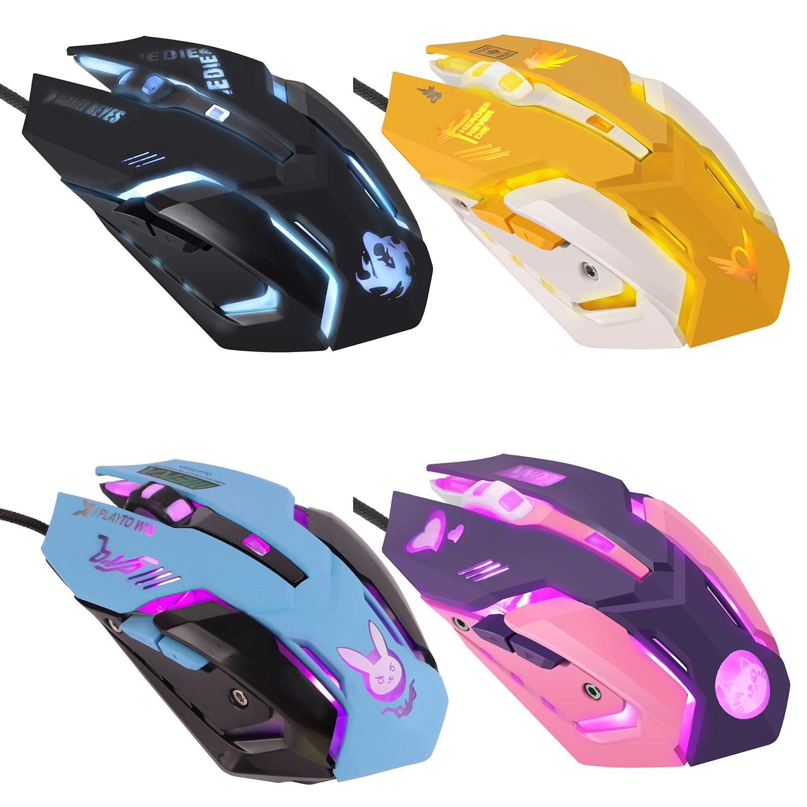 Đèn LED USB Quang Có Dây 2400Dpi Máy Tính Laptop Máy Tính 6 Nút Chuột Chơi Game Cho Chữ OX DVA Overwatch dropshipping