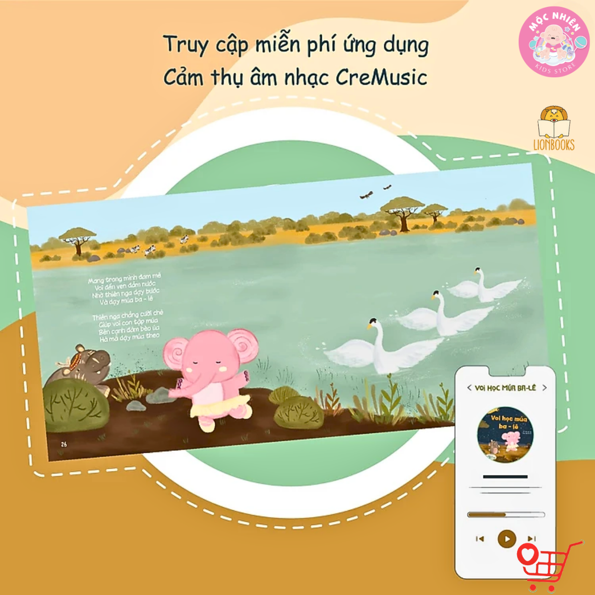 Sách Thơ Âm Nhạc - Cuốn Voi Học Múa Ba-lê - Sách bìa cứng tặng sticker và mã đăng nhập App Cảm thụ âm nhạc