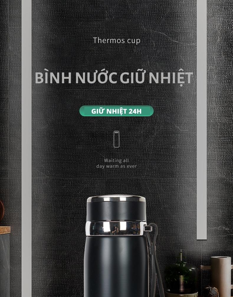 Bình Giữ Nhiệt Inox 304 Cao Cấp, Thiết Kế Sang Trọng, Hiện Đại, Tiện Dụng, Có Lớp Tráng Bạc Giúp Tăng Hiệu Quả Giữ Nhiệt