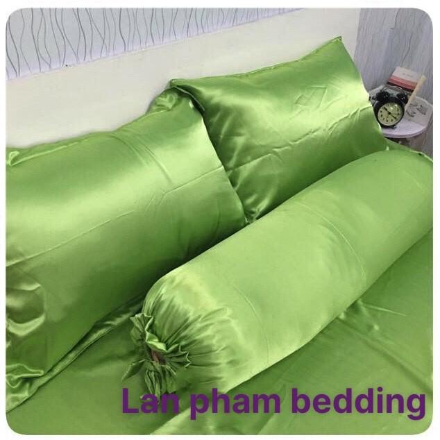 Drap Giường Ga Giường Lẻ Phi Lụa Mát Mịn - Xanh Mạ Non