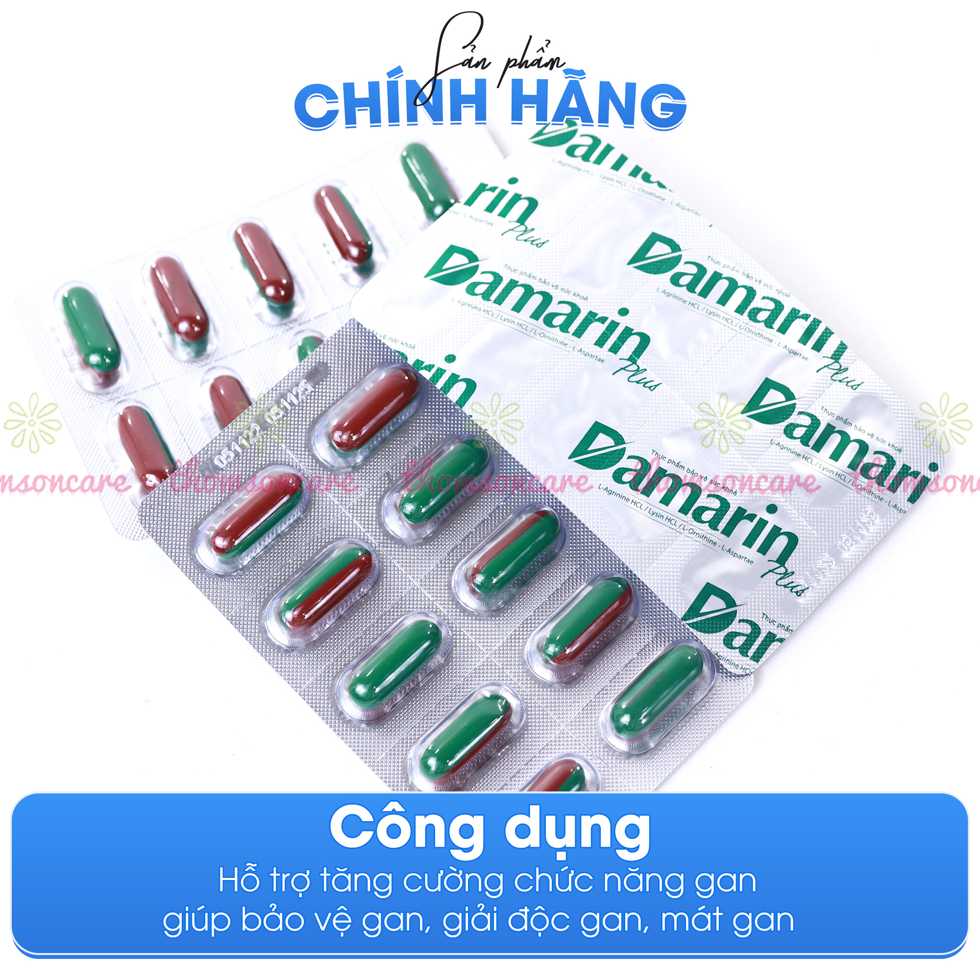 Viên uống bổ gan Damarin Plus - Hỗ trợ giải độc gan, hạ men gan, gan nhiễm mỡ, mát gan từ thảo dược - Hộp 60 viên Thomsoncare