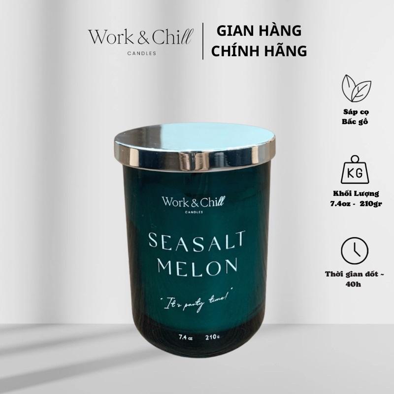 Nến thơm cao cấp Seasalt Melon thương hiệu Work &amp; Chill 7.4 oz