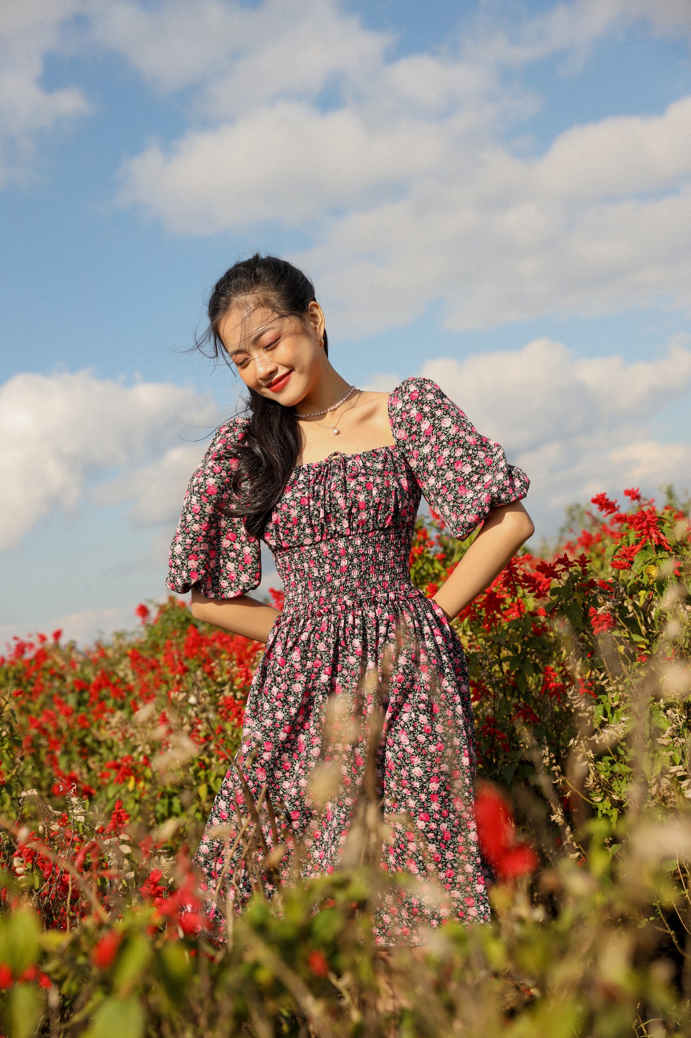 OLV - Đầm Hibiscus Square Neck Dress