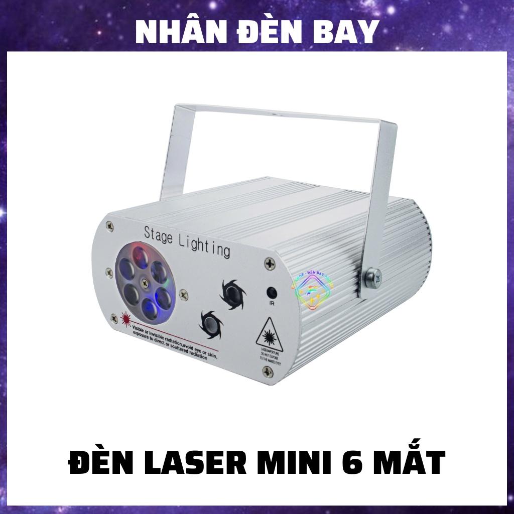 Đèn Laser MINI 6 Mắt Hiệu Ứng Băng Tuyết, Hoa Lá Cảm Biến Nhạc Dùng Cho Phòng Bay, Phòng Ngủ