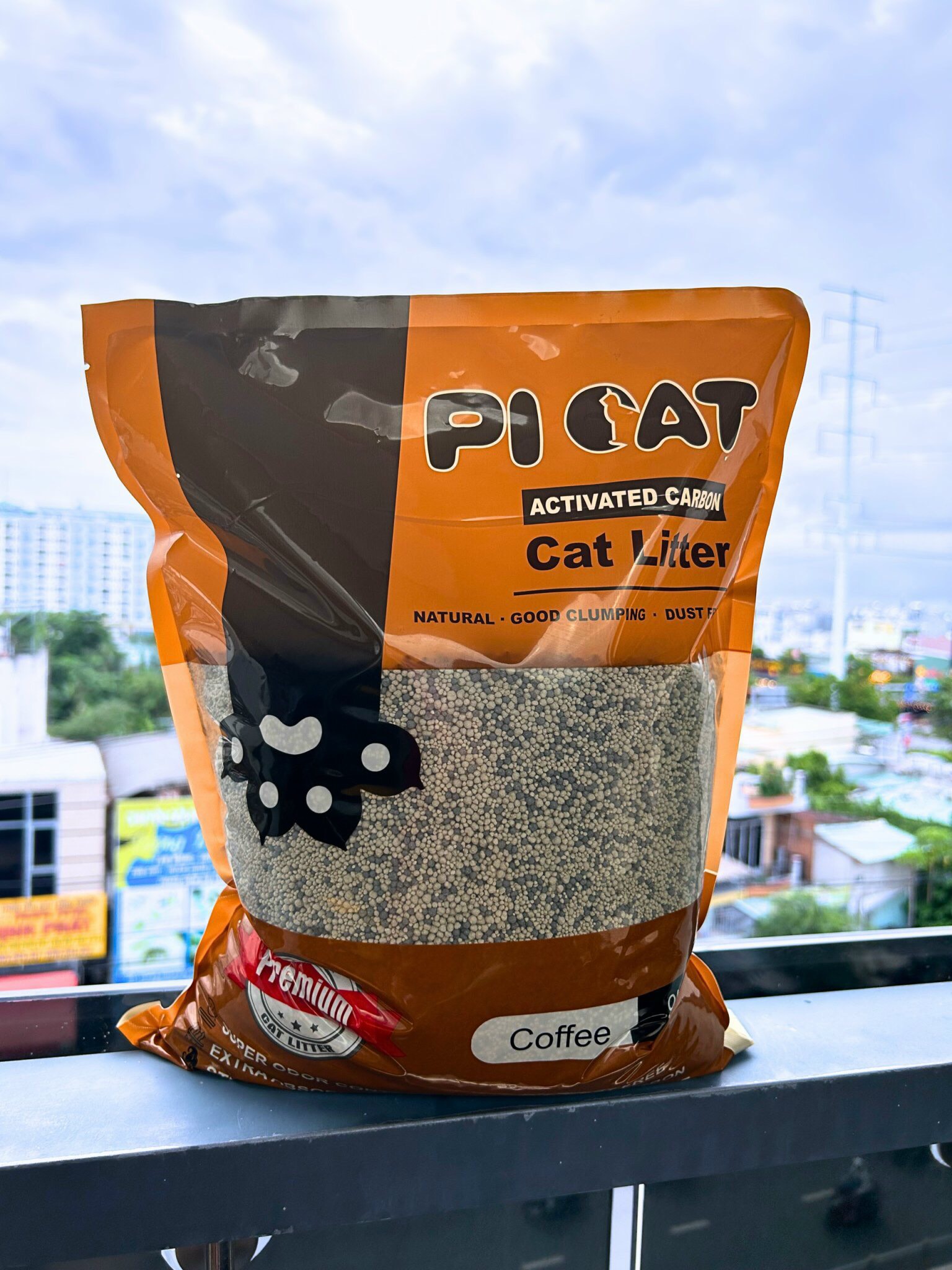 Cát vệ sinh cho mèo Picat ít bụi-thấm hút tốt-vón cục chặt mix than hoạt tính khử mùi tốt túi 9L - MÙI CÀ PHÊ