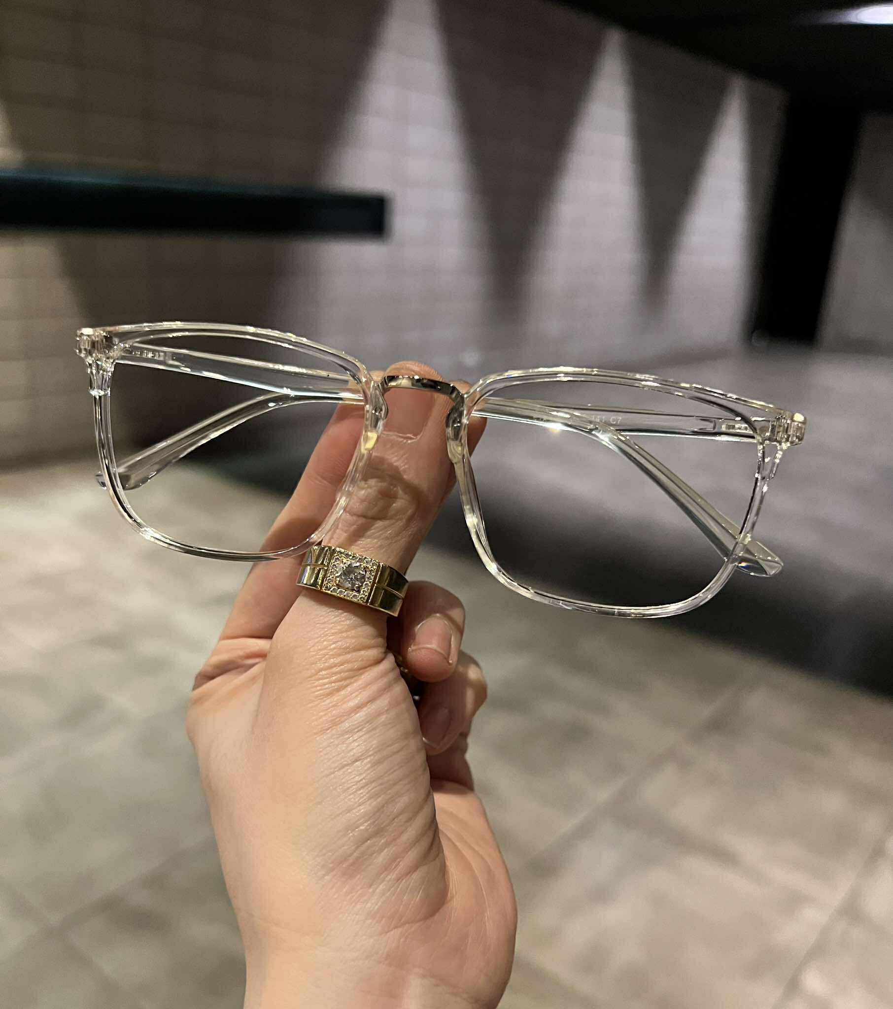 Kính Mắt vuông trong suốt gọng nhựa dẻo nhẹ