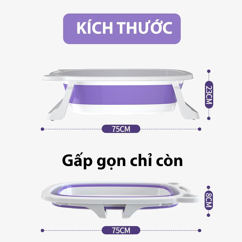 Chậu Tắm Cho Bé Gấp Gọn Có Nhiệt Kế, Phao, Lưới Tùy Chọn (Hàng Cao Cấp)