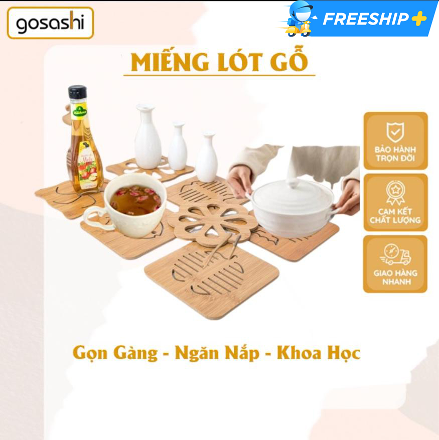 Miếng Lót Nồi Bát Cốc Chén Bằng Gỗ Chống Trượt Hàng chính hãng Gosashi MLG- dễ dàng sử dụng, thiết kế hiện đại