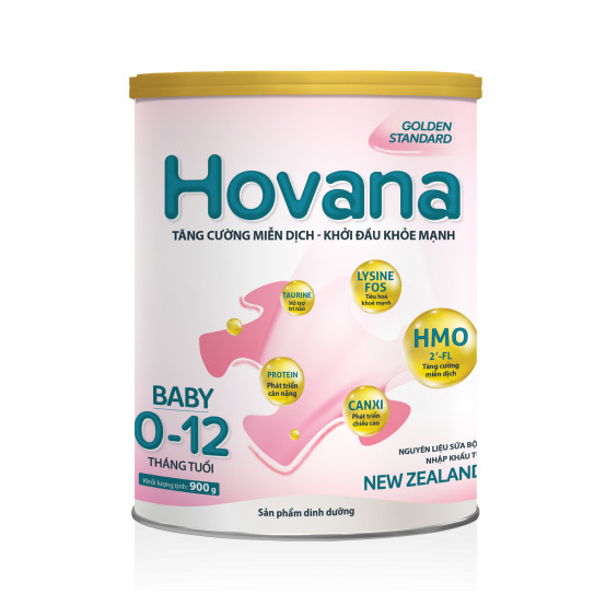 Sữa bột Hovana Baby hỗ trợ tiêu hóa cho bé từ 0 đến 12 tháng 900gr