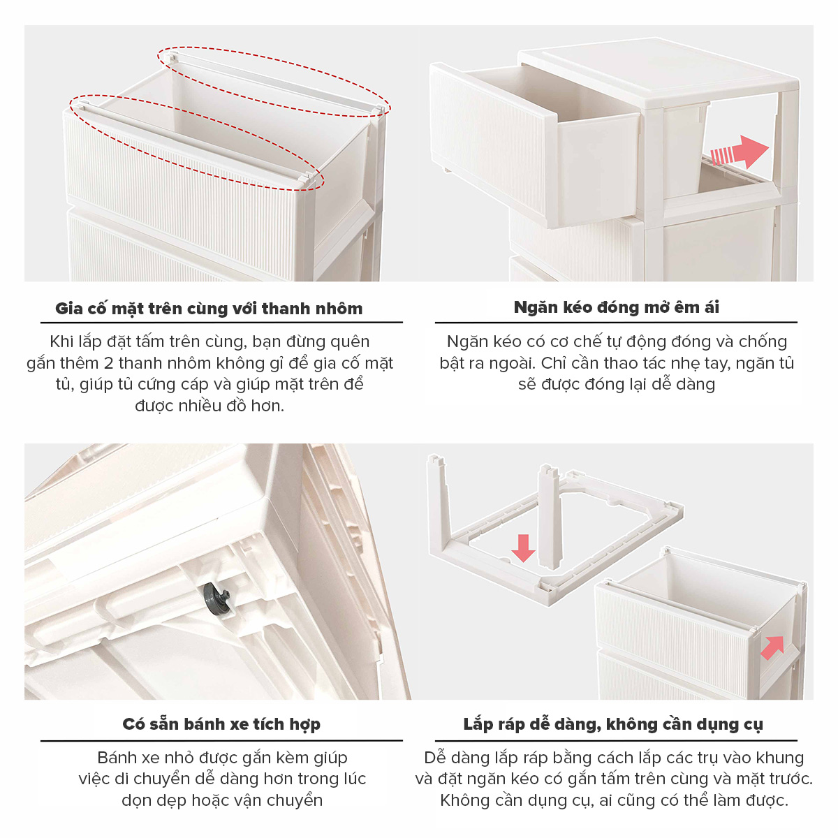 TENMA Tủ Quần Áo Profix Style Case JAPAN QUALITY Nhiều Tầng, 2 Màu Lựa Chọn, Tủ Lắp Ráp, Có Bánh Xe