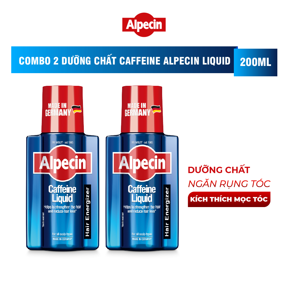 Combo 2 Dưỡng chất Caffeine Alpecin Liquid 200ml, ngăn rụng tóc và kích thích tóc mọc chắc khỏe, cho nam