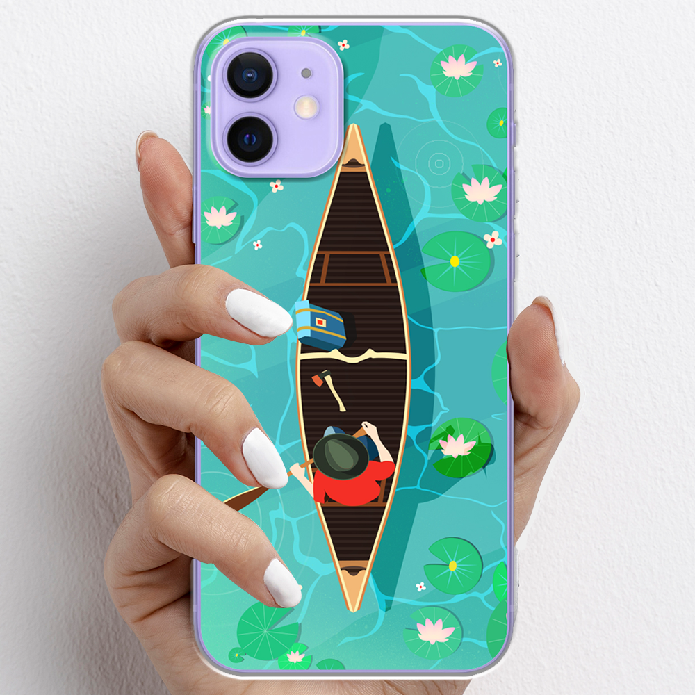 Ốp lưng cho iPhone 12, iPhone 12 Mini nhựa TPU mẫu Chèo thuyền