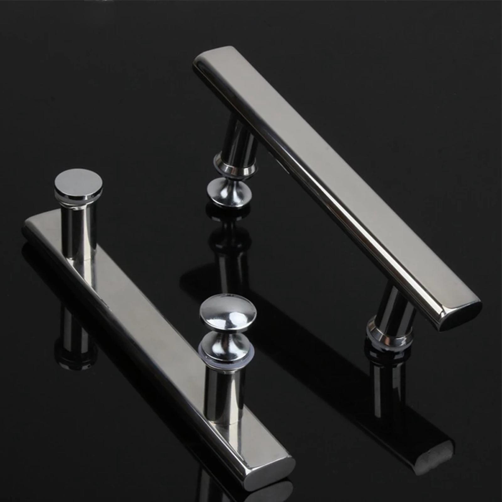 Stainless Steel Push Pull Door Handle Glass Door Hardware Drawer Fixing