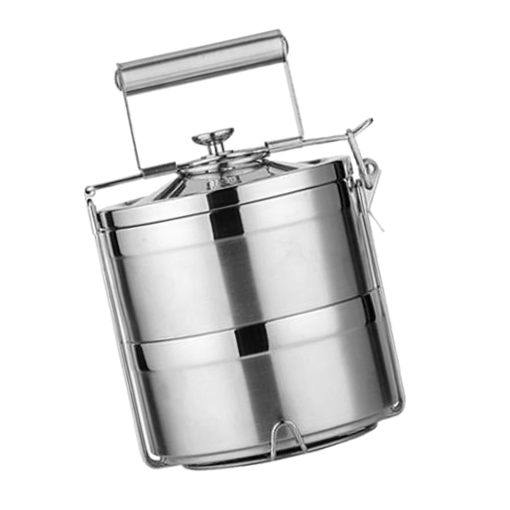 2x Stainless Steel Food Containers Stacking Lunch Box Bento Carrier 2 Tier