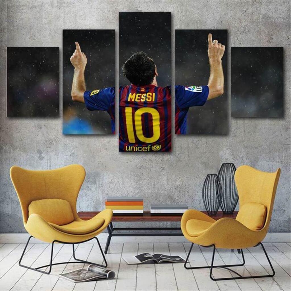 Tranh treo tường phòng khách bóng đá Messi Barca - Tranh cầu thủ bóng đá treo tường phong thủy hiện đại khổ lớn