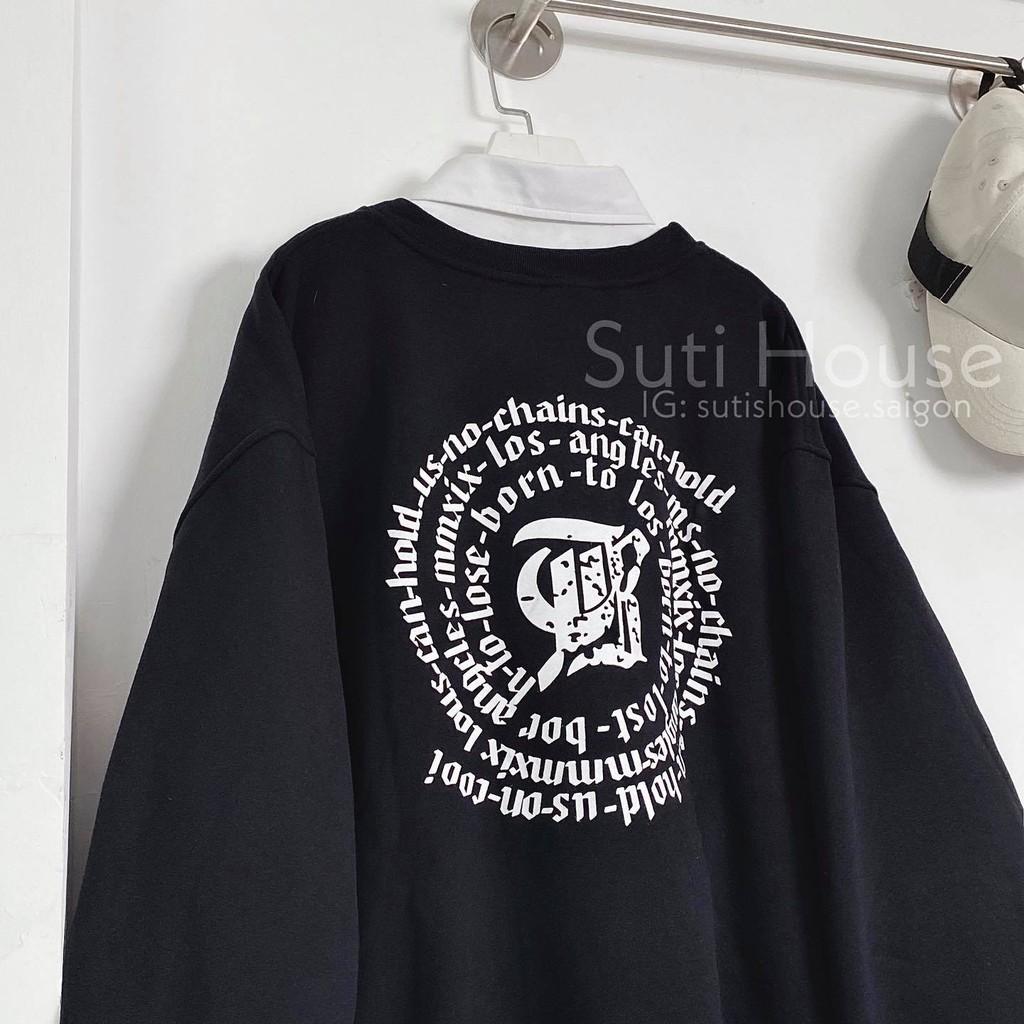Áo Sweater In Chữ Trắng Unisex Nam Nữ Form Rộng Vải Mềm Mịn Phong Cách Ulzzang - Suti House