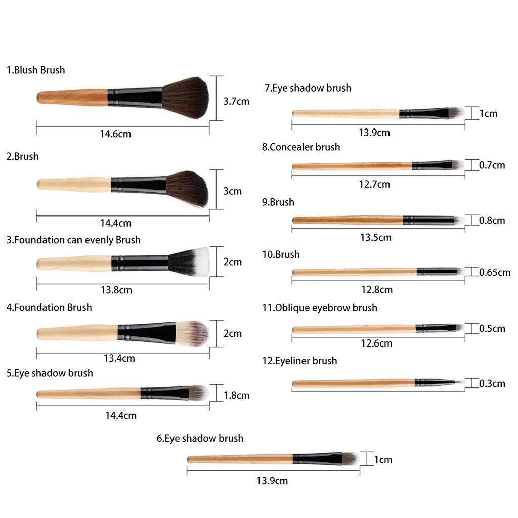 Cuticate 12 Miếng Gỗ Tự Nhiên Chuyên Nghiệp Mỹ Phẩm Trang Điểm Cọ Trang Phấn Mắt Kabuki Nền Bộ Với Họa Tiết Da Báo Túi T