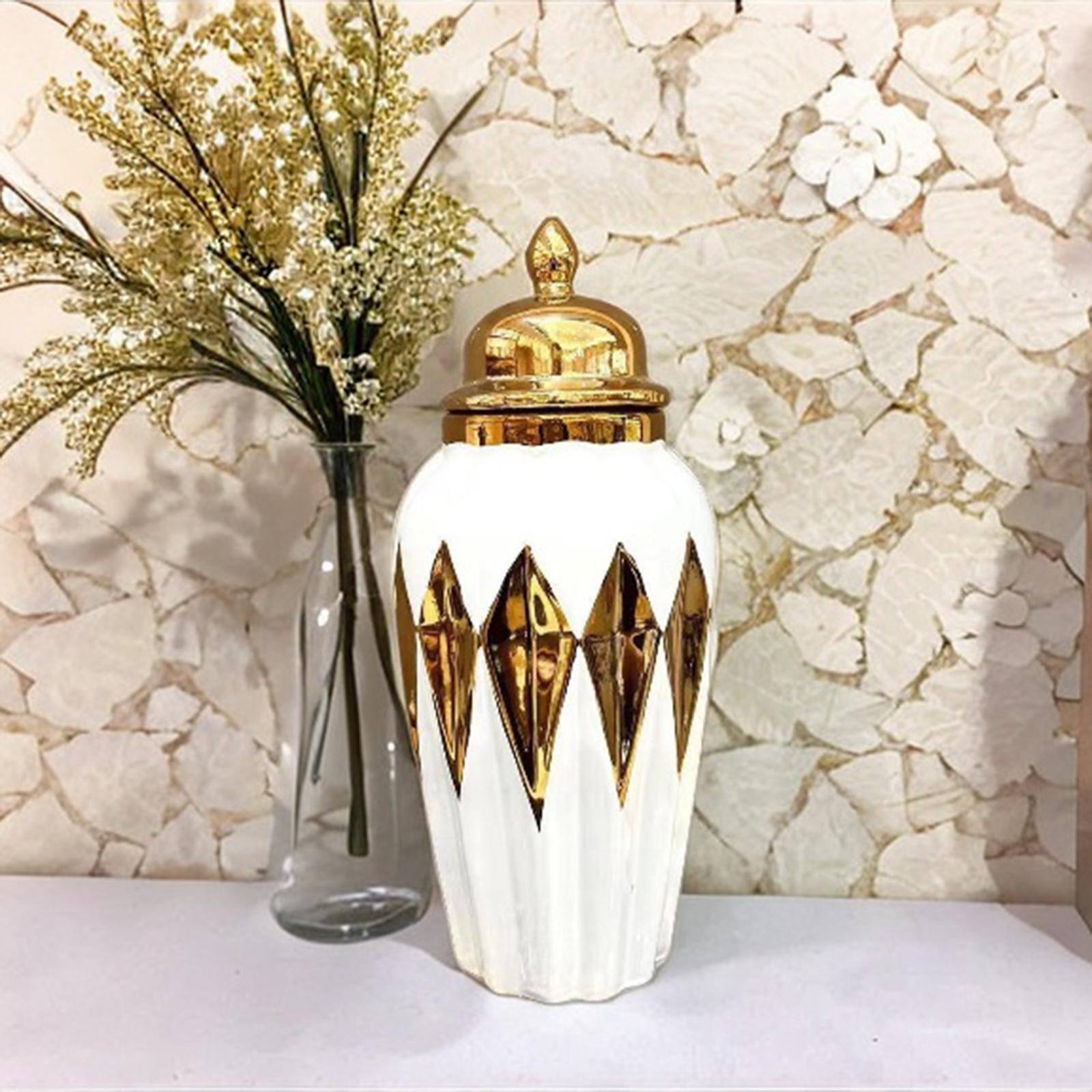 Jar Vase Ginger Jar with Lid Collectible Floral Arrangement Porcelain Desk Flower Vase Storage Jars for Valentine Kitchen Hallway Entry Cafe