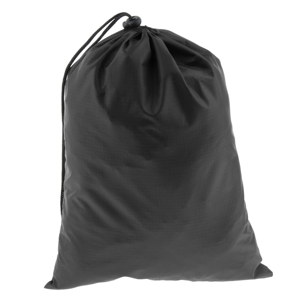 2xWaterproof Drawstring Storage Bag Stuff Bag for Clothes Shoes Black