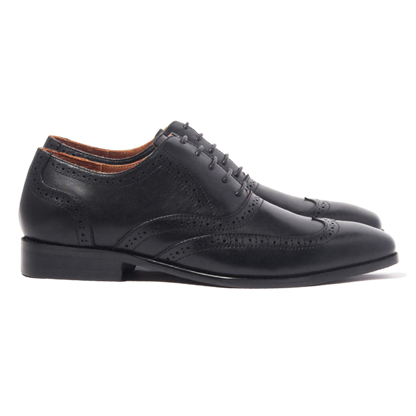 Giày Tây Nam Công Sở Banuli Da Bê Italian Dây Buộc Wingtip Oxford H1WO2 (Da Veg Itali Mềm Dẻo, Đế Siêu nhẹ, Bảo Hành Trọn Đời)
