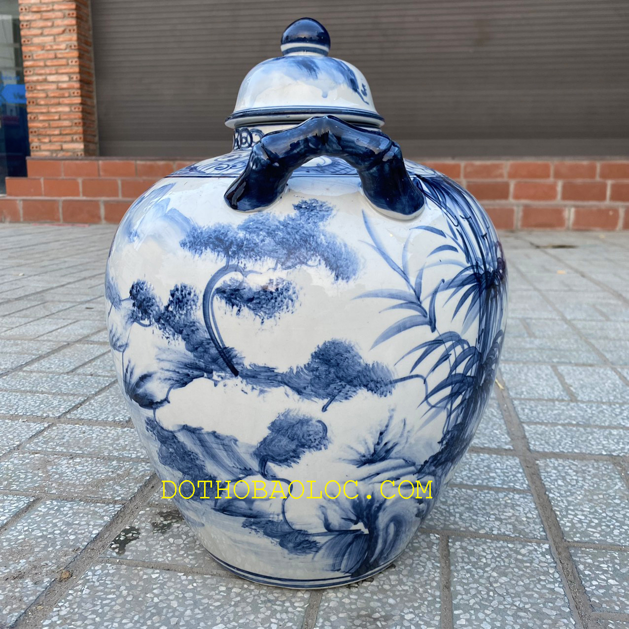 Bình ngâm ruou sứ Bát Tràng Tài Lộc - Không vòi 20 lít
