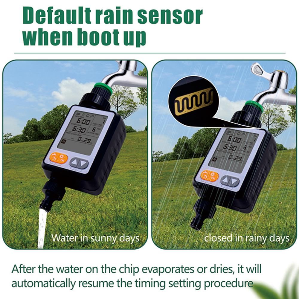 Gardening Irrigation Timer Automatic Watering Device Garden Balcony Rain Sensing Control Intelligent Irrigation System Controller 10 Programs Setting with Safety Lock